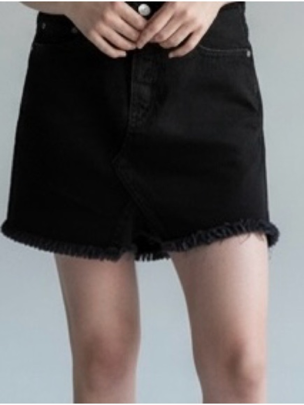 American Eagle Outfitters Black Frayed Hem Denim Mini Skirt